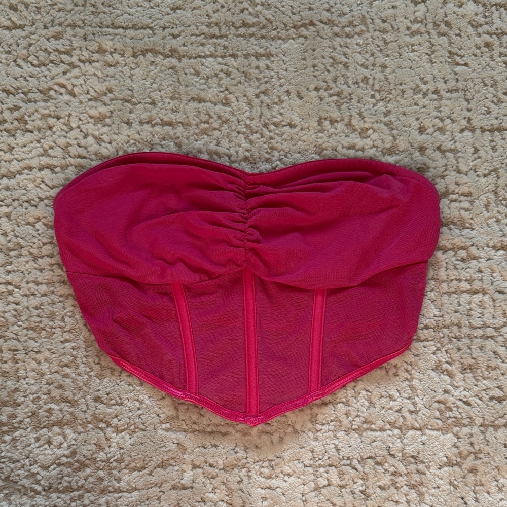 SHEIN Vibrant Pink Strapless Crop Top